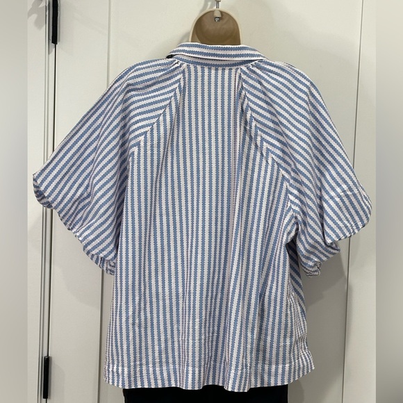 Maeve By Anthropologie The Zooey Bubble-Sleeve Blouse Button Down Striped XL - Picture 4 of 13